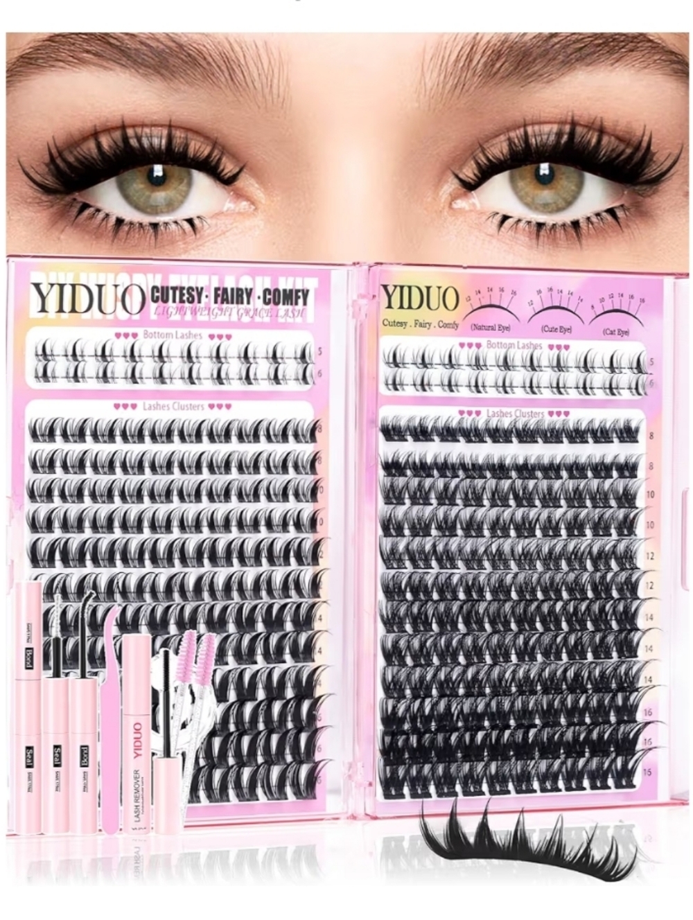 Bunny Manga Lash Clusters Kit 280pcs D Curl 2 Styles